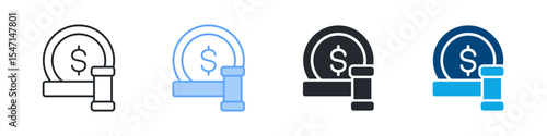 Tort Law Icon Set Multiple Style. Designed In Outline, Blue, Glyph, Dual Tone