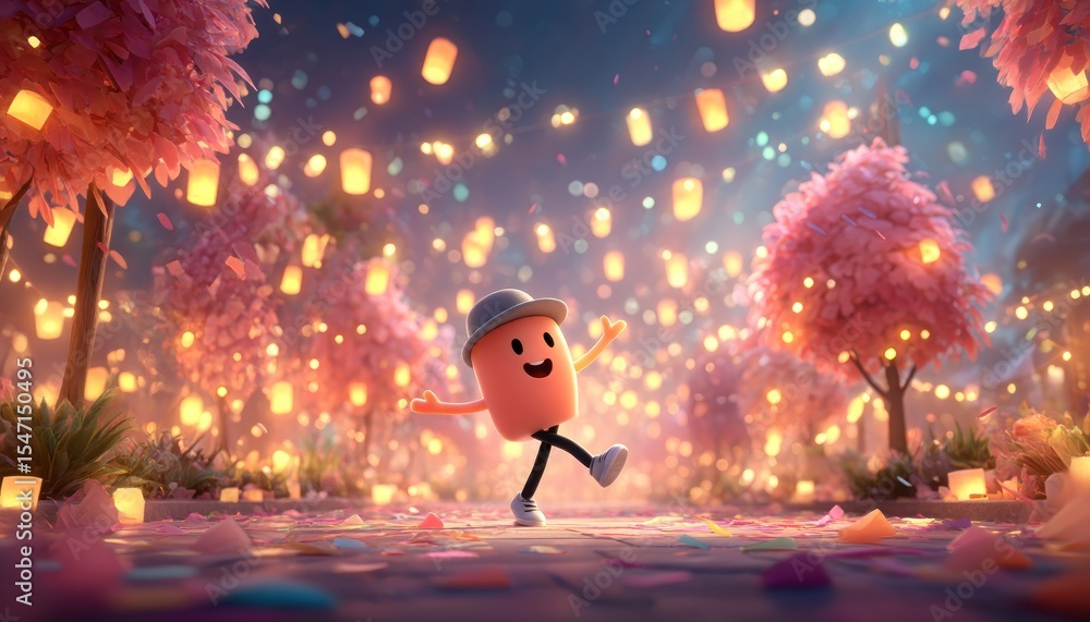 Obraz premium Animated character dancing in a magical park