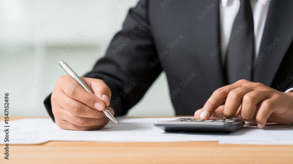 Dividend stocks, Investing. Professional hands calculating financial data with a calculator and pen on paper. Dividend stocks, Investing. Professional hands calculating financial data with a calculator and pen on paper.