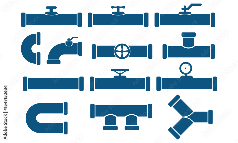 Αυτοκόλλητο set of pipeline water, oil and gas design vector icon template on transparent ba