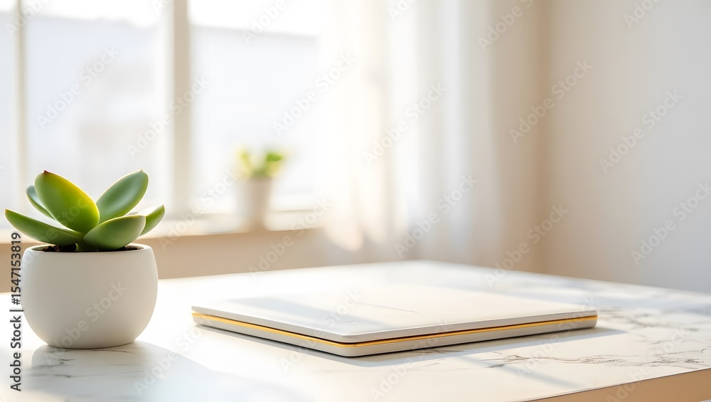 Modern Minimalist Workspace with Marble and Gold Modern Minimalist Workspace with Marble and Gold