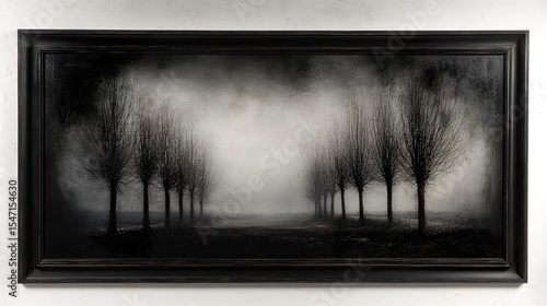 winter light through trees, moody black and white frame