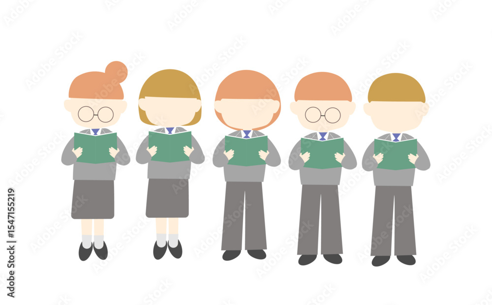 Obraz premium 本を持って立つ男女の学生アイコンセット