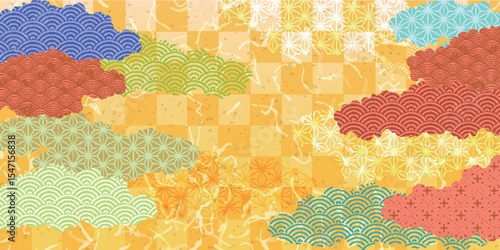 和柄　年賀状　金　背景	