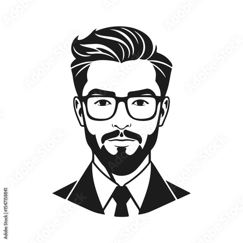 Man icon, businessman avatar vector, office worker icon, hipster face design, graphic male portrait, businessman avatar, bearded man, office worker, hipster face, male portrait