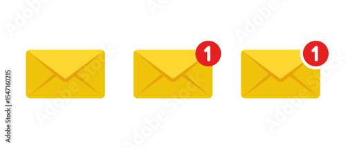 New message, email notification icon in flat style. Mail envelope sign symbol