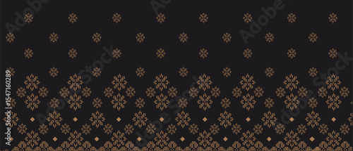 Batik Songket traditional design background. Seamless pattern embroidery Embroidery on fabric. Seamless pattern. Vector illustration for web design or print.
