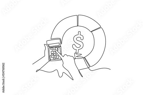 Financial literacy concept. Single line draw design. Vector graphic illustration