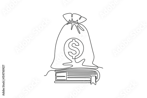 Financial literacy concept. Single line draw design. Vector graphic illustration