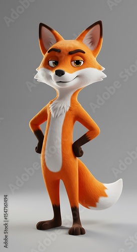 Charming Cartoon Fox Character Design 3D Rendered Illustration