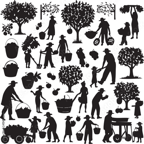 Extensive Orchard and Harvest Silhouettes Set