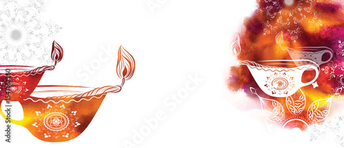 abstract background with fire and lamp fro Diwali festival of lights
