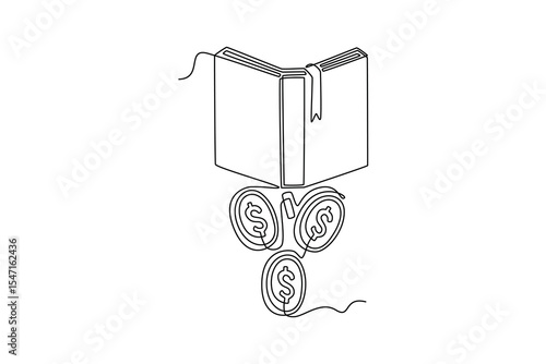 Financial literacy concept. Single line draw design. Vector graphic illustration