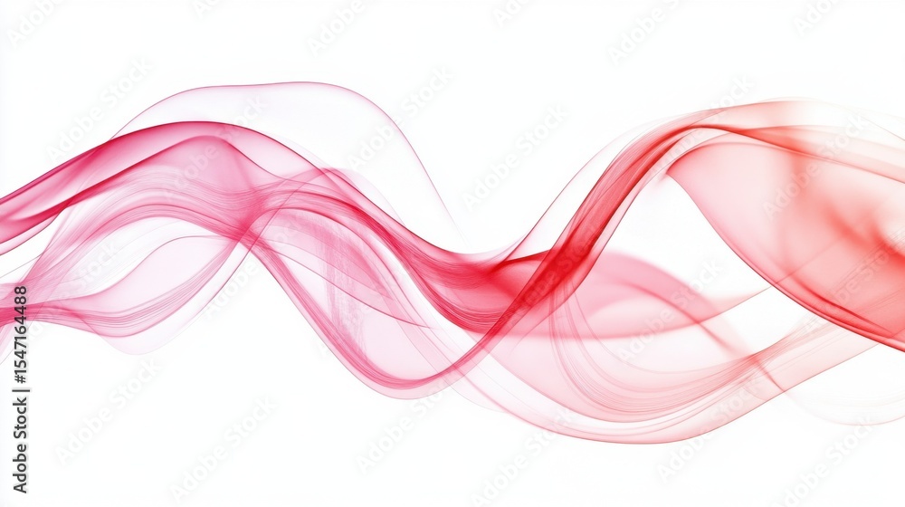 Naklejka premium A stunning visual of elegant flowing red smoke on a soft white background, ideal for abstract art projects, digital designs, and calming visuals. Perfect for creative themes.