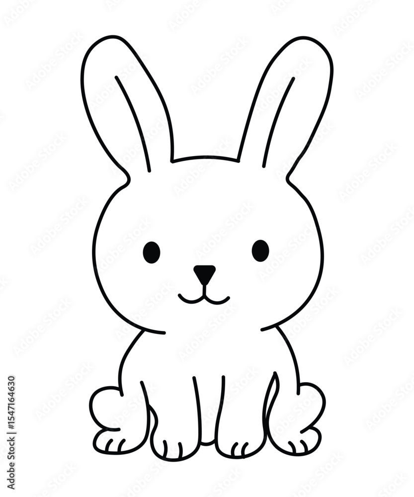 Obraz premium Line Art Bunny Rabbit Vector