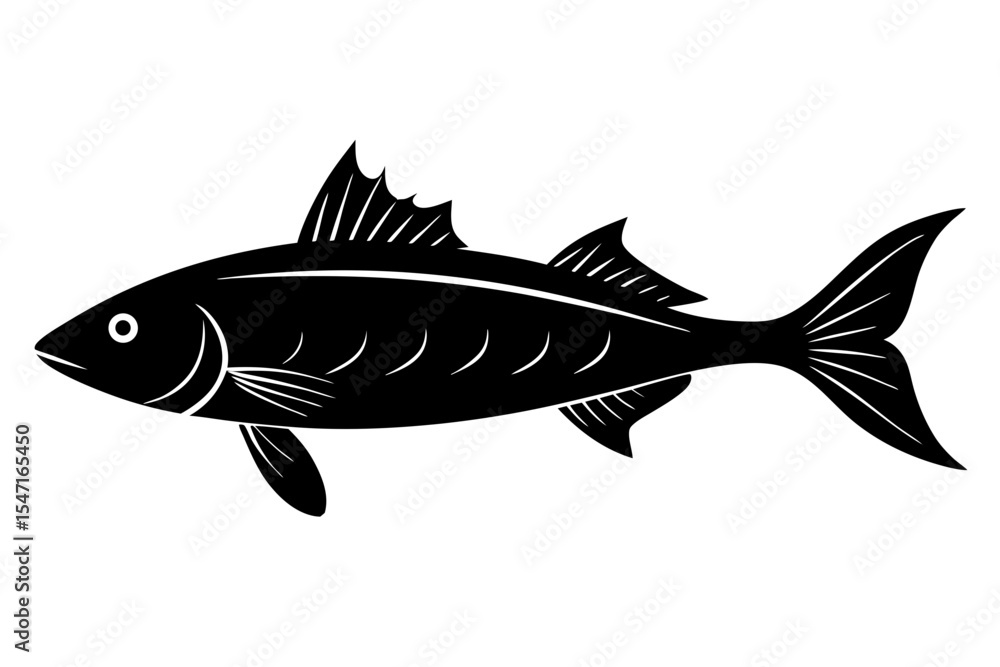 Fototapeta premium Silhouette Vector Art Illustration of Fish Icon for Logo or Design
