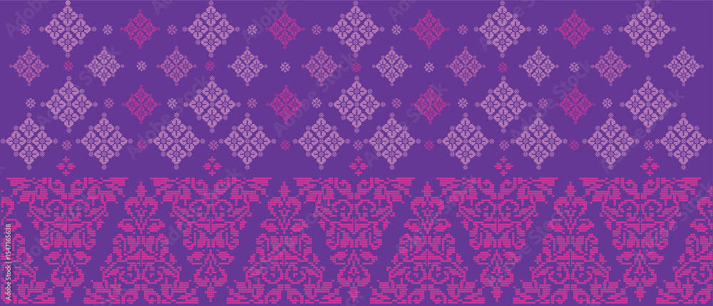 Batik Songket traditional design background. Seamless pattern embroidery Embroidery on fabric. Seamless pattern. Batik Songket traditional design background. Seamless pattern embroidery Embroidery on fabric. Seamless pattern.