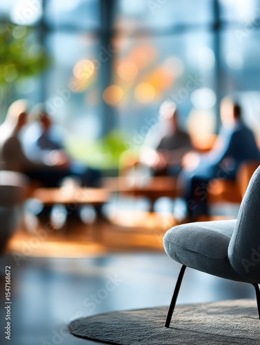 Blurred modern lobby with people