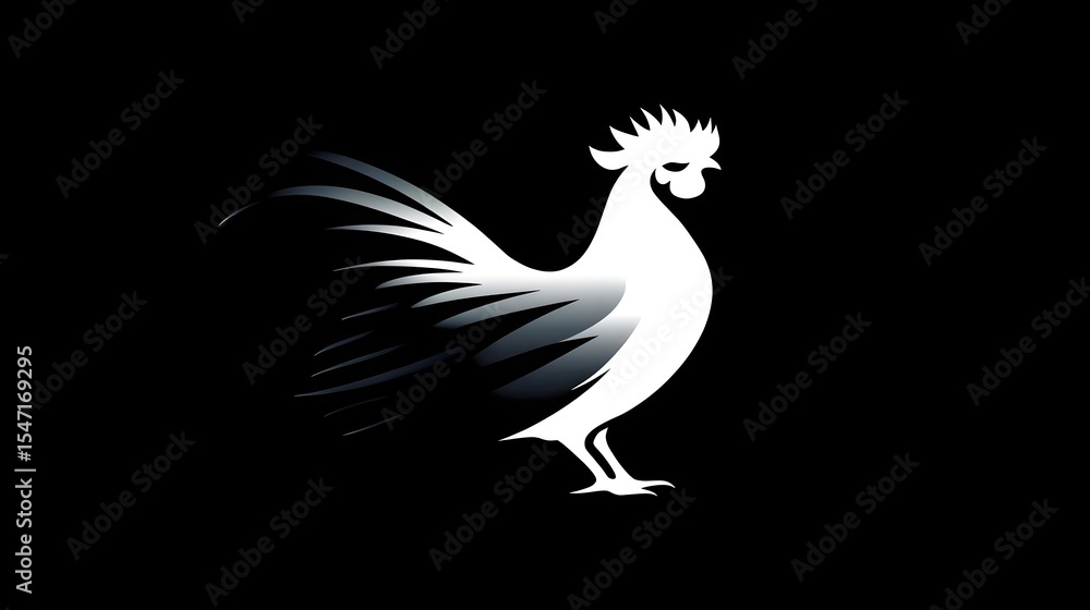 Fototapeta premium Rooster, Chicken, Cock, Stylized Rooster Silhouette