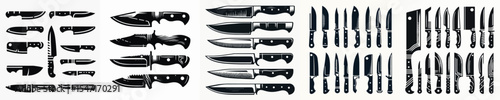 Vector set image silhouette of knife