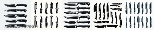 Vector set image silhouette of knife