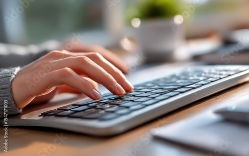 Close-up of hands typing on a keyboard (2)