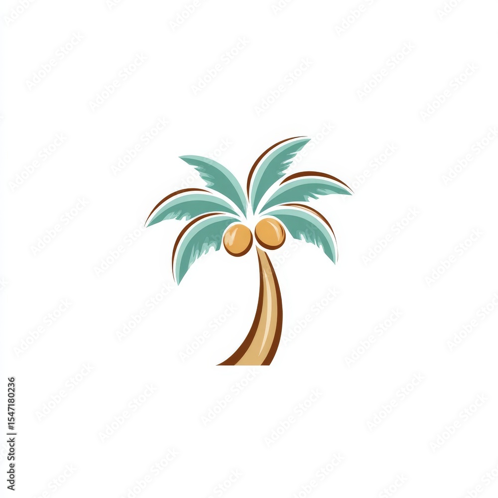 Obraz premium minimalist coconut tree logo