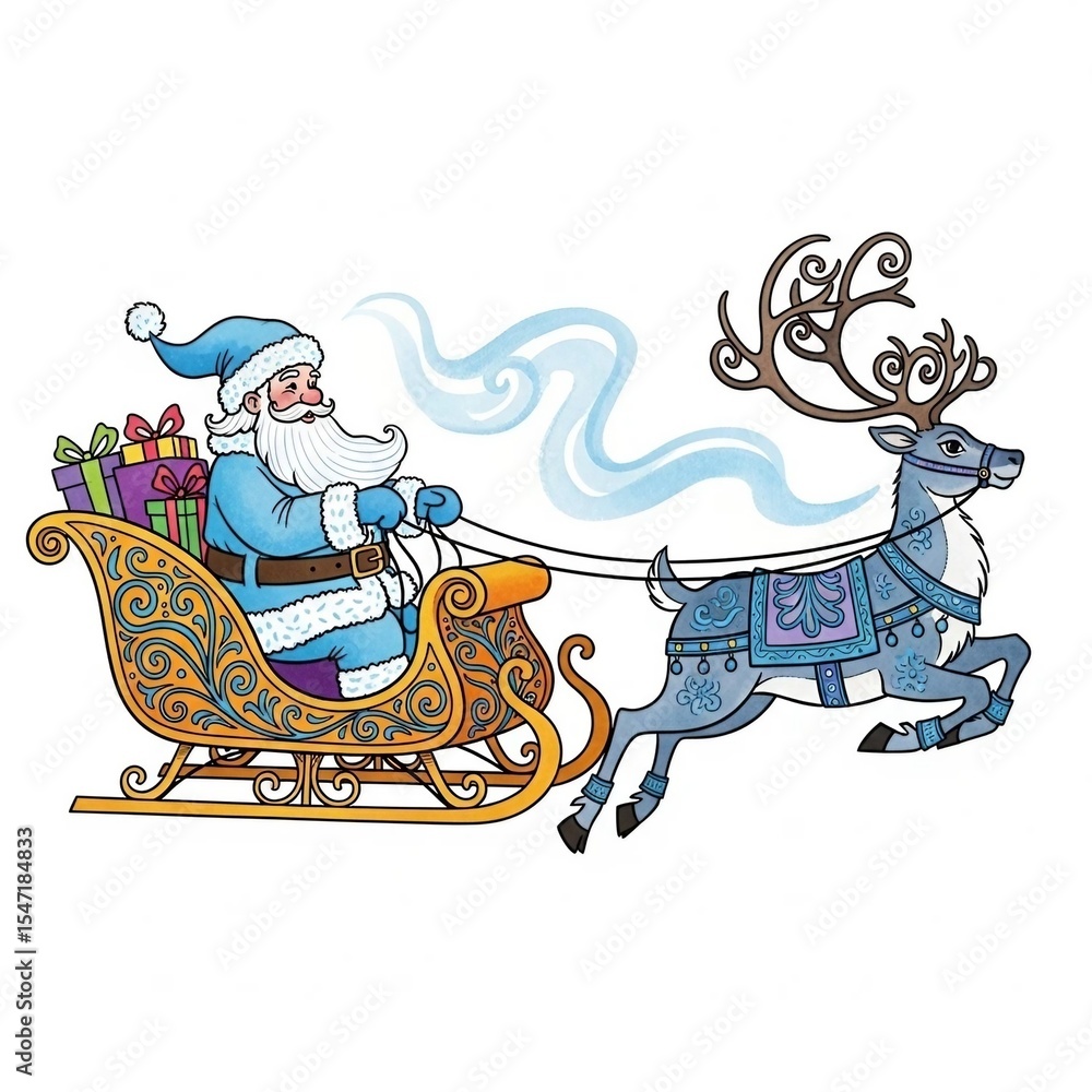 Naklejka premium santa claus sleigh, Sleigh of Joy and Wonder