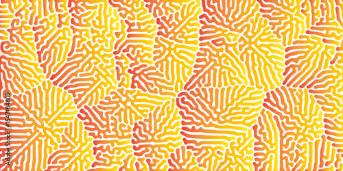 Turing reaction diffusion monochrome seamless pattern with chaotic motion. Abstract Turing organic wallpaper background. Linear design with biological shapes. Organic lines in Memphis.