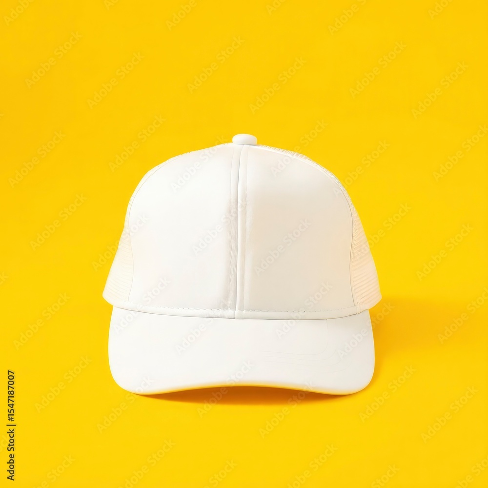 Fototapeta premium yellow background white cap mockup