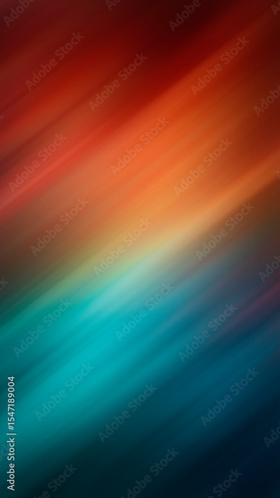 Fototapeta premium Diagonal teal and red gradient background with soft grainy texture and motion blur.