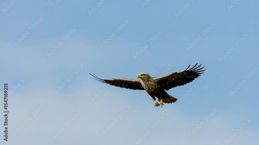 A bird of prey soars against a clear blue sky A bird of prey soars against a clear blue sky