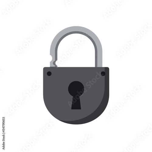 Jammed lock on white background, black padlock illustration  
