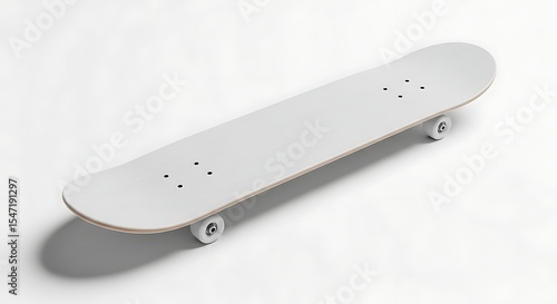 Blank white skateboard isolated on white background