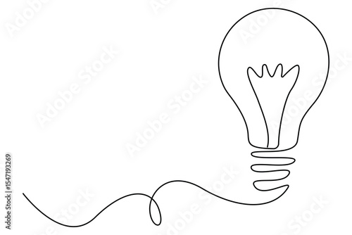 Continuous editable line drawing of light bulb icon in minimal vector style
