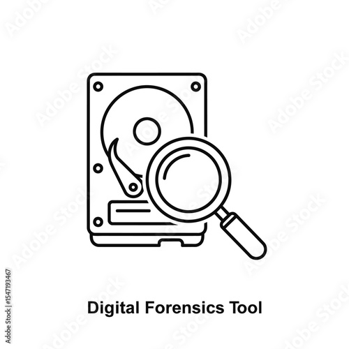 Hard Drive Data Analysis Magnifying Glass Icon digital forensics