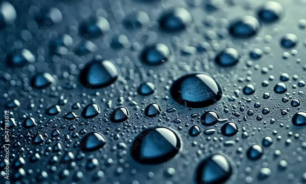 Close-Up: Dynamic Water Droplet Texture on a Dark Surface for Visual Harmony Close-Up: Dynamic Water Droplet Texture on a Dark Surface for Visual Harmony