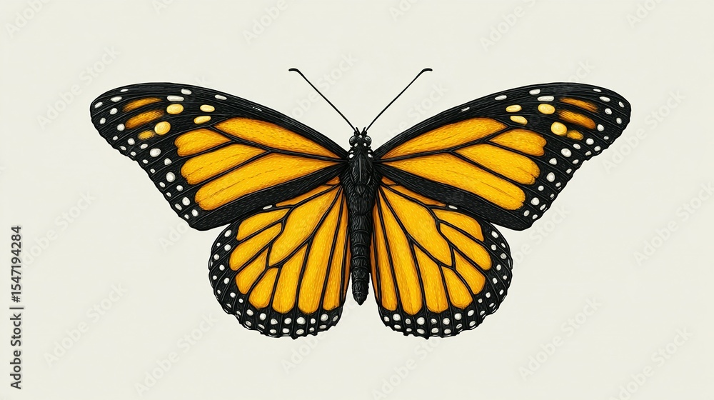 Fototapeta premium Detailed illustration of a monarch butterfly.