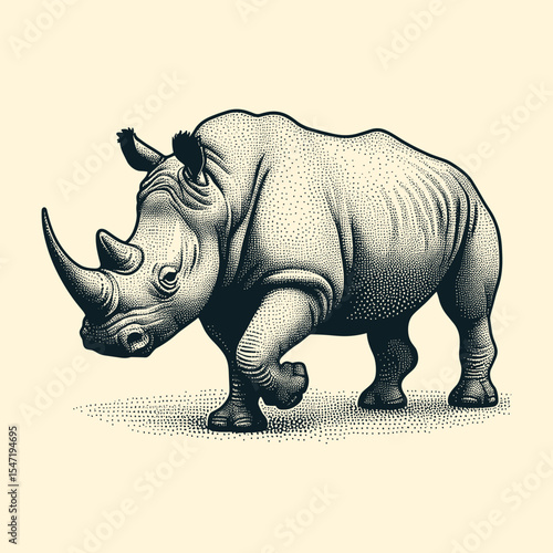 rhino on white background