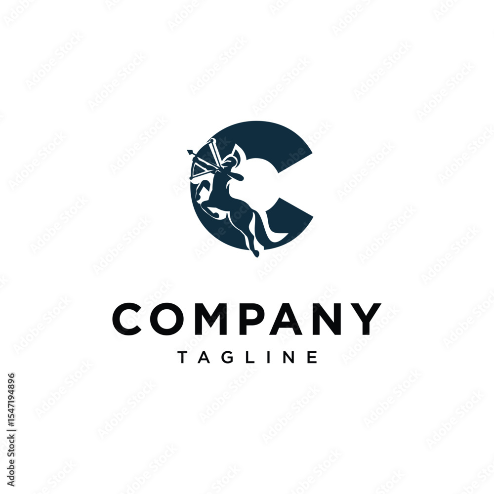 Obraz premium Letter C Centaur Logo Icon Vector