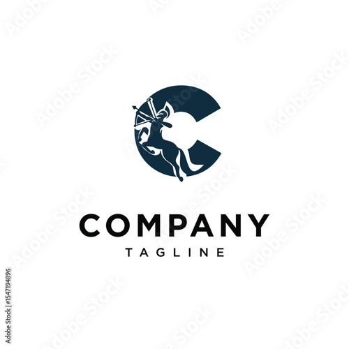 Letter C Centaur Logo Icon Vector