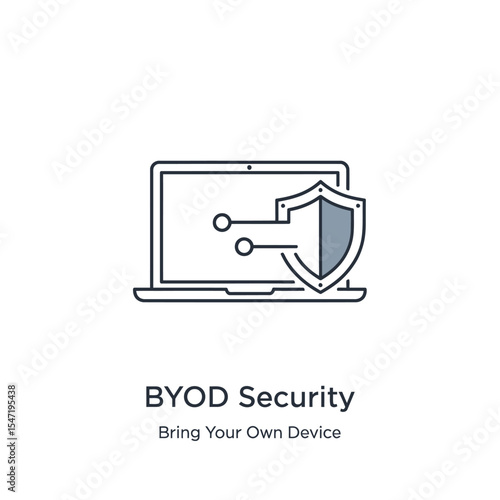 Laptop Shield Icon B Y O D Security Data Protection