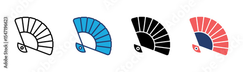 Hand Fan icon sheet multiple style collection