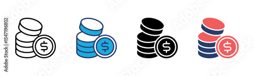 Coin icon sheet multiple style collection
