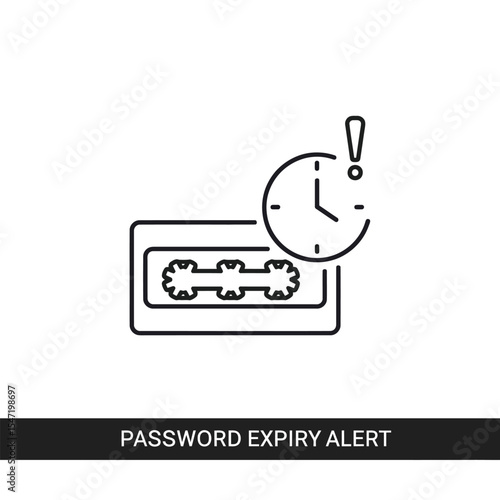 Password Expiry Alert Black Line Icon Clock Cassette