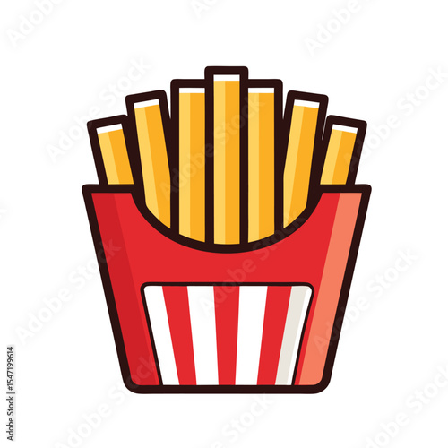 French fries, potato fries vector icon on white background. Fast food  illustration.
