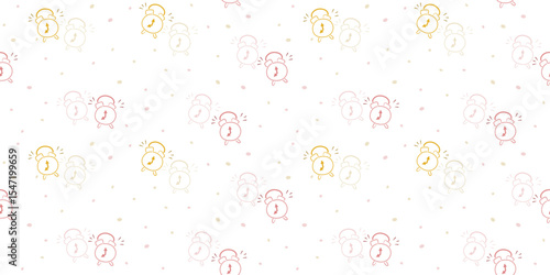 colors doodle alarm clock seamless pattern background