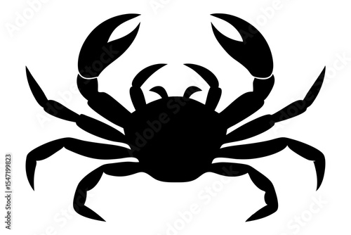 crab tattoo, simple crab outline vector illustration, crab with claws from top view silhouette