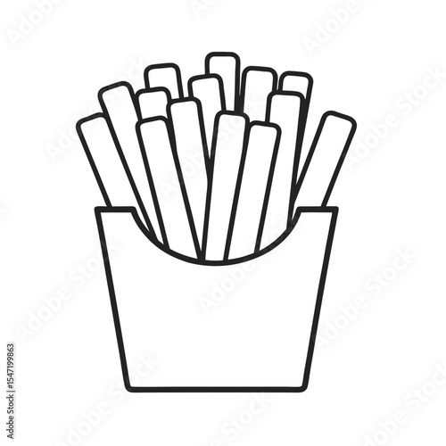 French fries vector, potato fries  icon on white background. Fast food  illustration.