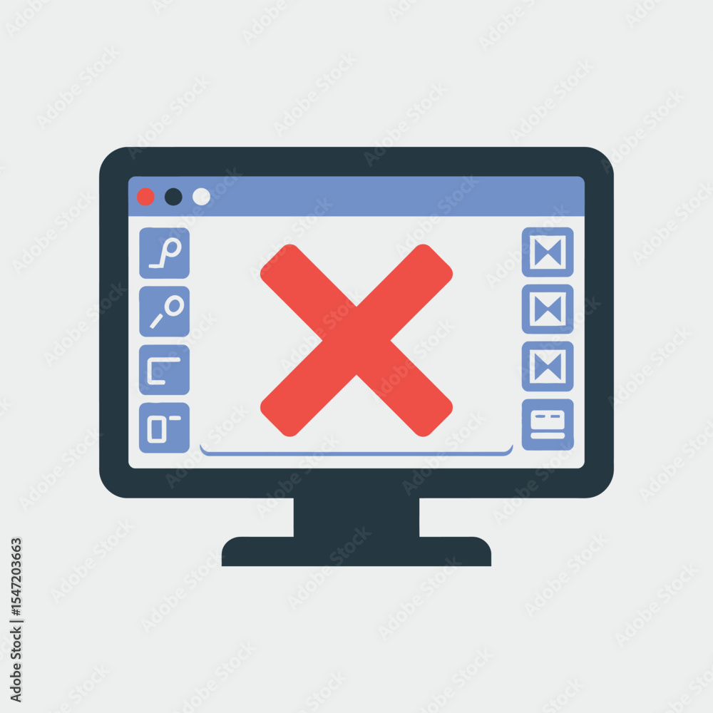 Obraz premium Red X Error Message on Computer Screen cancel close